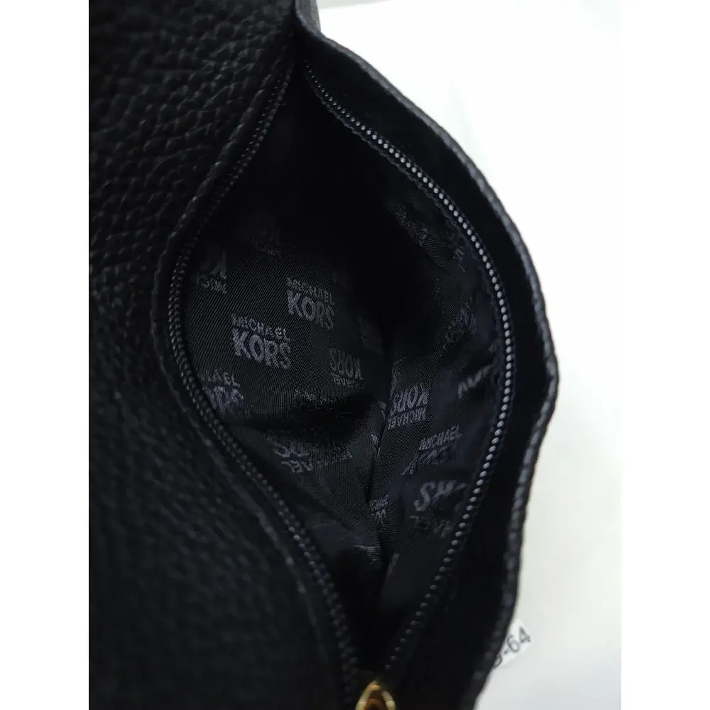 Michael Kors Black Pebbled Leather Zipper Pockets Chain Strap Hobo Shoulder Bag